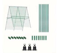 Trurovem Foldable A Frame Garden Trellis for Cucumber Climbing Rack Support, Sturdy Plastic Coated Steel Vegetable Plant Growing Frame with Spiked Legs for Tomatoes Beans Peas Green