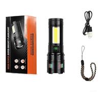 Trurovem For Ultra Bright Rechargeable Torch with Telescopic Zoom Spotlight, 500m Range LED Flashlight, Dual Light Source COB Side Light, Type-C Fast Charging for Camping Hiking(X706-3)