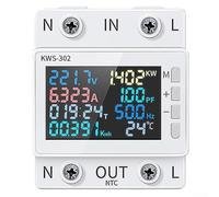 Trurovem For Wifi Energy Meter 8-in-1 Din Rail Power 170-270V 63A APP Control For Compatible Electricity Counter with Voltage Current Temp Display KWS-302WF(KWS-302)