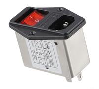 Trurovem IEC Socket Type Power Filter 3A 6A 10A CW2B-T CW2C-T For Noise Suppressor with Safety Switch, Metal Case for Communication For Mechanical Equipment, Black(CW2C-6A-T)