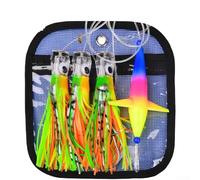 Trurovem Soft Silicone Squid Skirt Lure 6/9 Inch Swimming Bait with 3D Eyes for Tuna Mackerel Marlin Saltwater Trolling Boat Rock Beach Fishing Green 196g-370g(9inch colorful)