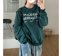 Trurovem Women's Plush Round Neck Sweatshirt Long Sleeve Loose Fit | Unique printed patterns, claret green grey navy, casual style, polyester material, female fit