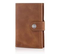 TRUSADOR Venice Men & Women Leather Trifold Wallets RFID Blocking Front Pocket Wallet, Cognac Vintage, without coin pocket, Card Holder