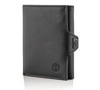 TRUSADOR Verona Leather Wallets for Men & Women Trifold Slim Front Pocket Rfid Wallet, Black, S, With Coin Pocket