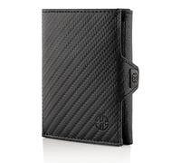 TRUSADOR Verona Leather Wallets for Men & Women Trifold Slim Front Pocket Rfid Wallet (Carbon, Without Coin Pocket), Carbon, S, Without Coin Pocket