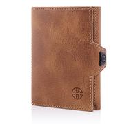 TRUSADOR Verona Leather Wallets for Men & Women Trifold Slim Front Pocket Rfid Wallet, Cognac, S, With Coin Pocket