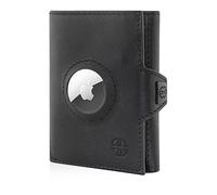 TRUSADOR Verona Unisex Rfid Trifold Leather Wallets Front Pocket Wallet, Black, S, Coin & Airtag Holder
