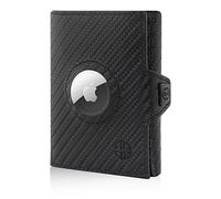 TRUSADOR Verona Unisex Rfid Trifold Leather Wallets Front Pocket Wallet, Carbon, S, Coin & Airtag Holder