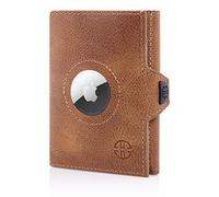 TRUSADOR Verona Unisex Rfid Trifold Leather Wallets Front Pocket Wallet, Cognac, S, Coin & Airtag Holder
