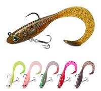 TRUSCEND Duramax Easy Catch TPE Soft Fishing Lures with BKK Hooks, Trembly Sinking and Vibrating Swim for More Bites, Pre-rigged Tear-Resistant Swimbaits for Bass, Trout, Crappie, Freshwater Saltwater