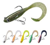 TRUSCEND Duramax Easy Catch TPE Soft Fishing Lures with BKK Hooks, Trembly Sinking and Vibrating Swim for More Bites, Pre-rigged Tear-Resistant Swimbaits for Bass, Trout, Crappie, Freshwater Saltwater