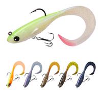 TRUSCEND Duramax Easy Catch TPE Soft Fishing Lures with BKK Hooks, Trembly Sinking and Vibrating Swim for More Bites, Pre-rigged Tear-Resistant Swimbaits for Bass, Trout, Crappie, Freshwater Saltwater