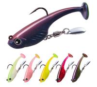 TRUSCEND Duramax TPE Soft Fishing Lures with MUSTAD Hook, Easy Catch Swimbait with Enhanced T-Tail & Spinner for More Bites, UV/Glow Effect for All Conditions, Pre-Rigged Lure for Bass Trout Crappie