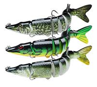 TRUSCEND Easy Catch Swimmax, Magic Noisy Turbulent Wiggling and Vibrating Actions for More Bites Segmented Swimbait Jointed by Strongest Fiber, Lifelike Fishing Lures for Family Fishing