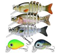 TRUSCEND Easy Catch Warrior SwimMax with BKK Hooks, Magic Noisy Wiggling and Vibrating Actions for More Bites, Lifelike Fishing Lures for Crappie Bass Trout, Strongest Dyneema Fiber Jointed Swimbaits