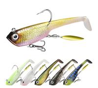 TRUSCEND Pre-Rigged Jig Head Soft Fishing Lures, Paddle Tail Swimbaits for Bass Fish, Shad or Tadpole Lure with Spinner, Premium Fishing Bait for Saltwater Freshwater, Trout Crappie Fishing