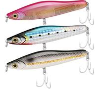 Truscend Topwater Fishing Lures with BKK Hooks, Pencil Plopper Fishing Lures for Bass Catfish Pike Perch, Top Water Bass Bait Lure with Propeller Tail, Pencil Floating Lure, Fishsing Gifts for Men