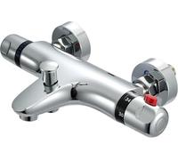 TruSky Pro Thermostatic Bath Shower Mixer Tap Deck Mounted Bath Mixer Tap Bar with Bathtub Filler Spout, Thermostatic Shower Bar Taps Faucet Modern Chrome Solid Brass 38°C Safety Anti-Scald, 180mm