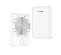 Trusmi Magnetic Wireless Power Bank 5000mAh, 20W PD Fast Charging Portable Charger, 15W Wireless Output, USB-C Rechargeable Battery Pack, Slim Compact Design, White