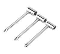 Truss Rod Wrench, 3PCS MN233 Iron Rod Hex Box Wrench Wear Resistant Guitar Truss Rod Wrench, Universal Guitar Neck Box Adjustment Wrench with Cross Screwdriver (Silver