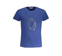 Trussardi Mens Crew Neck Tshirt Logo Tee - Medium Blue Cotton - Size X-Large