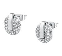 TRUSSARDI Women's Earrings in Steel, Crystal Buttons, T-ROUND Collection, Gift Ideas for Women