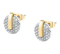 TRUSSARDI Women's Earrings in Steel, Crystal Buttons, T-ROUND Collection, Gift Ideas for Women