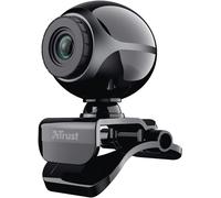 Trust Exis Webcam with Microphone and Smart Stand, Videocamera, USB Plug and Play, Web Camera for Video Calling, Skype, Teams, Zoom, PC, Computer, Laptop - Black