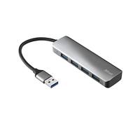 Trust 23327 Halyx 4 Port USB 3.2 Gen1 Hub, Extra USB-A Ports, 5 Gbps Data Transfer Speed, Hub for PC, Laptop, Computer with USB-A Port, Compact Hub, Widows, Mac, Chrome - Grey