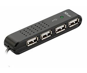 Trust 4 Port USB 2.0 Mini Hub for PC, Laptop - Black