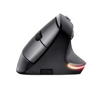 Trust Bayo Rechargeable Vertical Mouse, Sustainable Ergonomic Mouse, Reduces Arm and Wrist Strain, RF 2.4GHz, 800-4200 DPI, 6 Buttons, RGB Wireless Mouse for Windows, PC, Laptop, Mac - Black