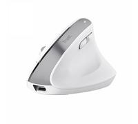 Trust Bayo+ Rechargeable Vertical Mouse Bluetooth + RF 2.4GHz, Ergonomic Mouse, Reduces Arm and Wrist Strain, 53% Recycled Plastics, Multidevice Wireless Mouse for Windows, PC, Laptop, Mac - White