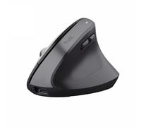 Trust Bayo+ Rechargeable Vertical Mouse Bluetooth + RF 2.4GHz, Ergonomic Mouse, Reduces Arm and Wrist Strain, 53% Recycled Plastics, Multidevice Wireless Mouse for Windows, PC, Laptop, Mac - Black