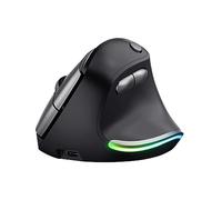 Trust Bayo Rechargeable Vertical Mouse, Sustainable Ergonomic Mouse, Reduces Arm and Wrist Strain, RF 2.4GHz, 800-4200 DPI, 6 Buttons, RGB Wireless Mouse for Windows, PC, Laptop, Mac - Black