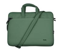 Trust Bologna Sustainable Slim Laptop Bag 16 Inch with Shoulder Strap, Eco Bag, Recycled Plastic Laptop Case, RPET Work Bag, Lightweight Carrying Case for Travel, Business, Office, School - Green