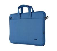 Trust Bologna Sustainable Slim Laptop Bag 16 Inch with Shoulder Strap, Eco Bag, Recycled Plastic Laptop Case, RPET Work Bag, Lightweight Carrying Case for Travel, Business, Office, School - Blue