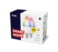 Trust WiFi E14 Smart Bulb, Colour Changing Candle Bulb, Works with Alexa and Google Home, No Hub Required, 2.4GHz WiFi Bulb, Small Screw Smart Light Bulb, White & Colour [Amazon Exclusive] - 2 Pack