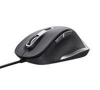 Trust Fyda Wired Ergonomic Mouse, 600-5000 DPI, 6 Buttons, Thumb Rest, Black