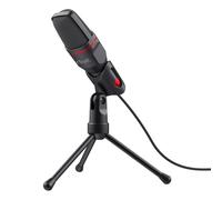 Trust Gaming GXT 212 Mico USB Microphone on Tripod for PC, PS4, PS5 and Laptop, Mic with 3.5 mm and USB Connection, 1.80 m Cable, for Streaming, Twitch and Youtube - Black