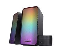 Trust Gaming GXT 611 Wezz PC Speakers 2.0 with RGB Lighting, 12W (6W RMS), LED Lights, Volume Control, AUX and USB Cable, Stereo Computer Speakers for Gaming Setup, Desktop, Laptop - Black