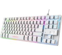 Trust Gaming GXT 833W Thado TKL Keyboard German QWERTZ Layout, Compact 80% USB Gaming Keyboard Made of Metal, Anti-Ghosting, LED Lighting, Recycled Materials, for PC, Laptop, Mac - White