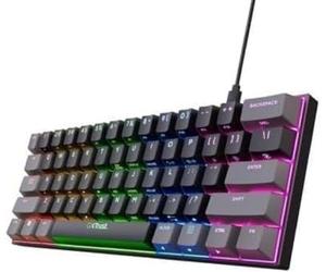 Trust Gaming GXT 867 Acira Mechanical Keyboard 60% Spanish QWERTY, Dual Function Keys, RGB Lighting, Mini Compact Programmable Gaming Keyboard with USB Cable PC Laptop - Black/Grey