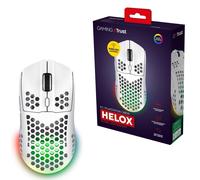 Trust Gaming GXT 929W Helox Wireless Gaming Mouse, Superlight White Gaming Mouse 75g, 80h Battery Life, 2.4 GHz Micro-USB Receiver, LED Lighting, Adjustable DPI (800-4800), Gaming PC Laptop