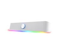 GXTrust 1619W Rhox RGB Illuminated Soundbar, PC Speakers 12W Peak Power, USB Powered Sound Bar, 3.5mm Jack Plug and Play, Stereo PC Soundbar for Desktop Laptop Computer, White
