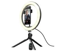 Trust Gaming Maku Ring Light with Tripod Stand & Phone Holder, Selfie Ring Light, Vlogging Kit for TikTok, YouTube, Live Stream, Makeup, Photography, Filming, with Bluetooth Shutter Button - Black