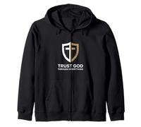 Trust God Through Everything Faith Shield Zip Hoodie