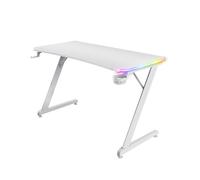 Trust Gaming GXT 709W Luminus RGB White Gaming Desk with LED Lights, 10 Colour Modes, USB Powered, Computer Desk with Cup and Headphone Holder, Gaming