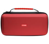 GXTrust 1252RB XL Case for Nintendo Switch 2, Anti-Scratch Protective Hardcase with Shockproof Design, Carry Handle, Switch Case with Pockets for Accessories, 4 Joy-Cons and 12 Games, Red / Blue