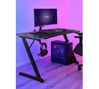 Trust Gxt709 Luminus Black Gaming Desk With Adjustable Rgb Led Lighting One Colour