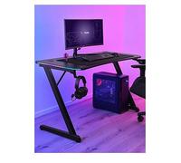 Trust Gxt709 Luminus Black Gaming Desk With Adjustable Rgb Led Lighting One Colour